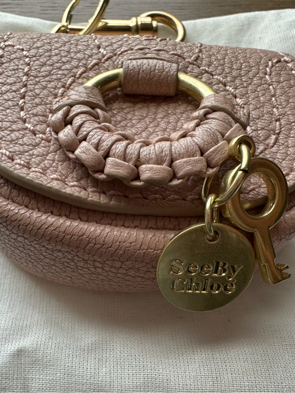 See By Chloé Blush Pink Nano Hana Leather Keyring bag charm - Picture 4 of 7